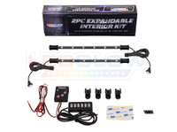2pc Expandable 7 Color Interior Lighting Kit Package and Included Parts