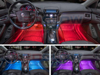 4pc 7 Color LED Car Interior Lights - Red, Blue, Purple