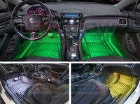 4pc 7 Color LED Car Interior Lights - Green, White, Yellow