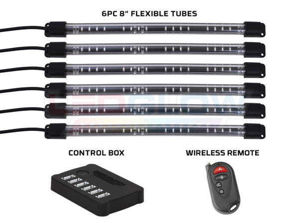 8" Flexible Million Color Interior Tubes, Control Box & Wireless Remote