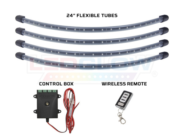 White 24" Flexible Wheel Well Tubes, Junction Box & Control Box