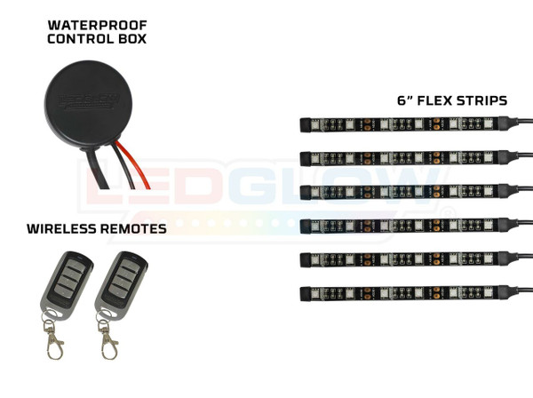 Advanced Purple Motorcycle SMD LED Flexible Strips, Waterproof Control Box, & 2 Wireless Remotes