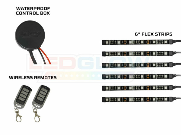 Advanced Ice Blue Motorcycle SMD LED Flexible Strips, Waterproof Control Box, & Wireless Remotes