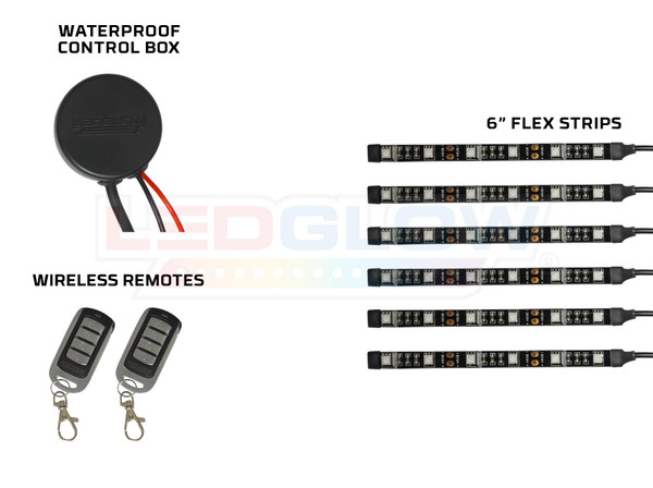 Advanced Red Motorcycle SMD LED Flexible Strips, Waterproof Control Box, & Wireless Remotes