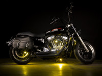 Yellow Pod Lights installed on Motorcycle
