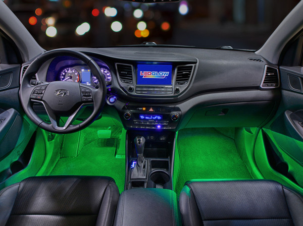 4pc Green LED Car Interior Lights