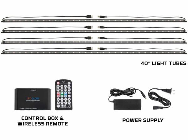 Million Color 40" LED Lighting Tubes, Control Box & Wireless Remote