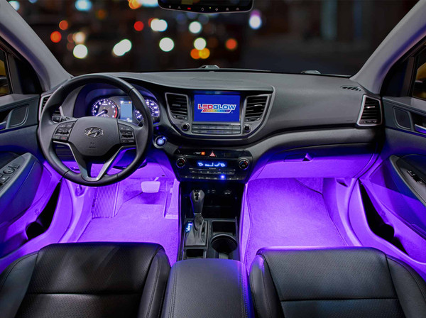 4pc Purple LED Car Interior Lights