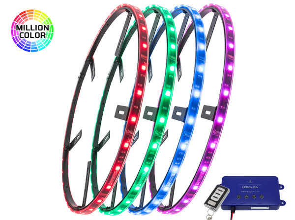 4pc Million Color LED Wheel Ring Light Kit with Control Box & Wireless Remote