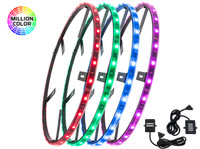 4pc 14" & 15-1/2" Combo Million Color LED Wheel Ring Light Add-On Kit with Junction Cables