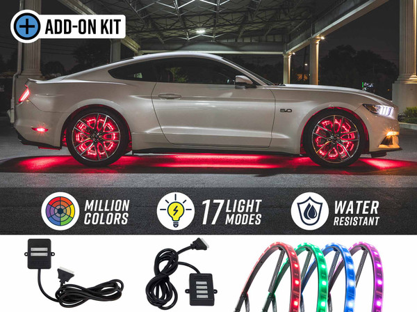 4pc 14" Million Color LED Wheel Ring Add-On Lighting Kit for Bluetooth & Wireless Underbody Kits