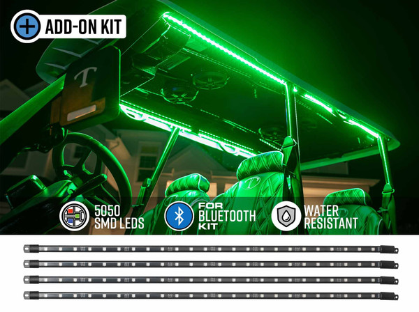 4pc Canopy Add-On Lighting Kit for Bluetooth Million Color LED 6-Seater Golf Cart Kits
