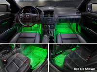 8pc Flexible LED Million Color Interior Lights Installed - Green