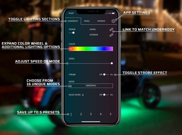 LEDGlow Golf Cart Control Settings