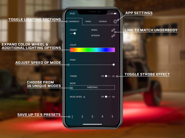 LEDGlow Golf Cart Control App Settings
