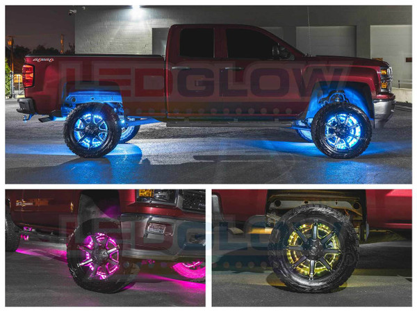 Installed Gallery of 4pc Million Color LED Wheel Ring Light Kit 