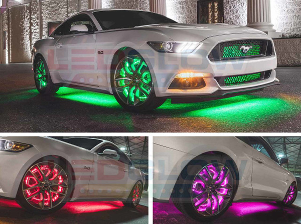 Installed Gallery of 4pc Million Color LED Wheel Ring Light Kit 
