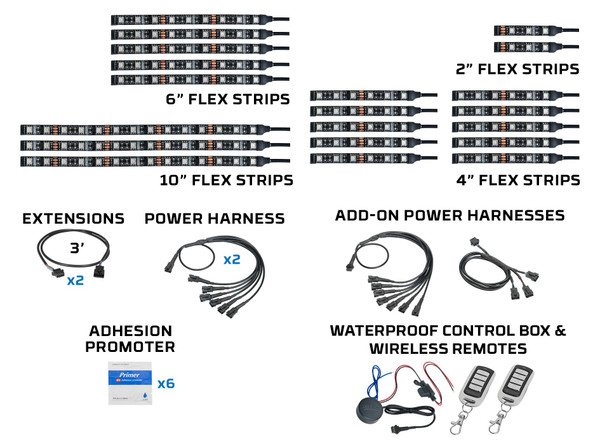 Parts Included with Advanced Million Color LED Motorcycle Lighting Kit for Harley Davidson Sportster