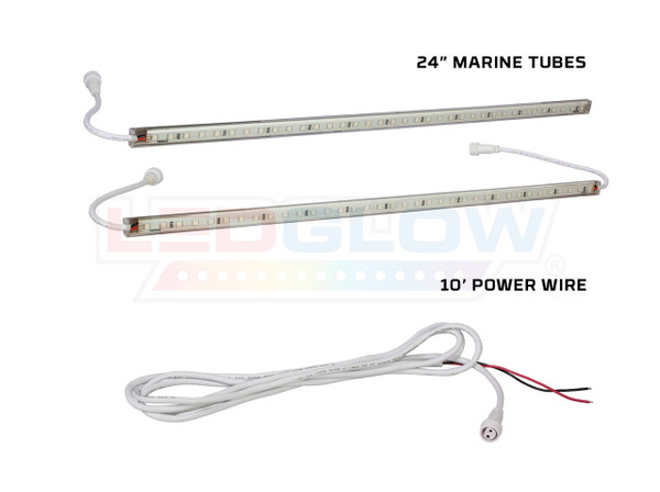 Blue Marine Waterproof Flexible LED Tubes & Power Wire