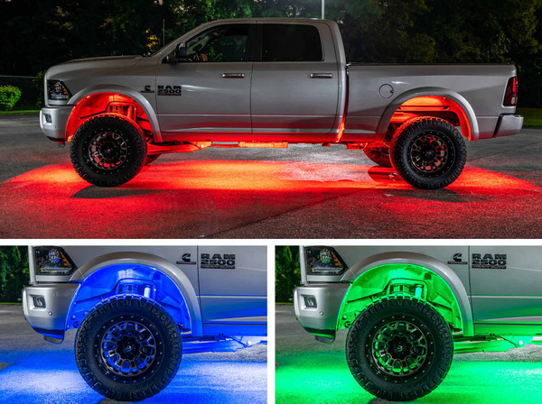 4pc Million Color LED Wheel Well Add-On Lighting Kit for Slimline Underbody Kits