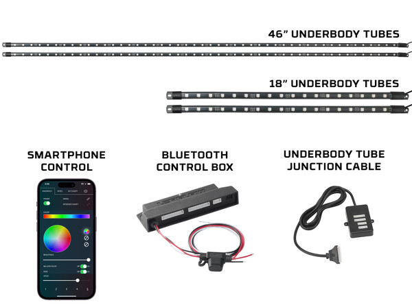 Underbody Tubes, Bluetooth Control Box & Cables Included with 6-Seater Golf Carts