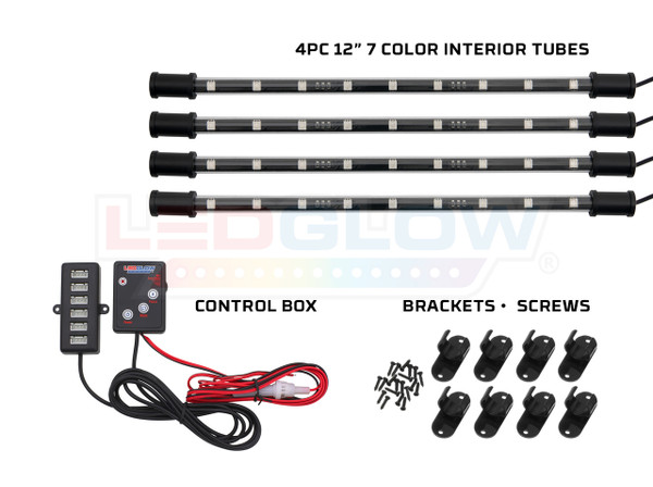 4pc Expandable 7 Color Interior Tubes, Control Box & Junction Cable