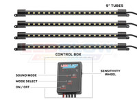 4pc Orange 9" LED Interior Tubes & Control Box