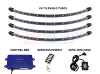 Million Color 24" Flexible Wheel Well Tubes, Control Box, Wireless Remote & Junction Cable