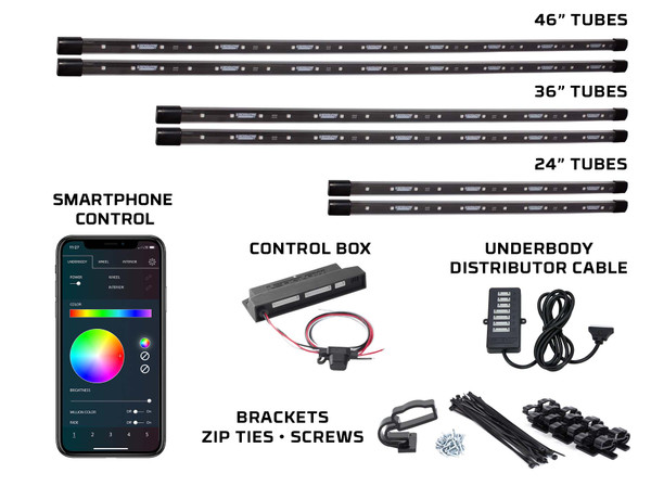 LEDGlow 6pc Million Color SMD LED Truck Underbody Light Kit with Smartphone Control