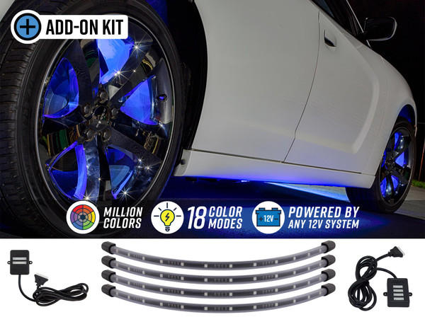 4pc Million Color LED Wheel Well Add-On Lighting Kit for Bluetooth & Wireless Underbody Kits