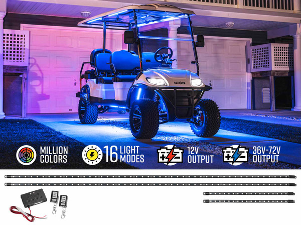 Million Color Expandable LED 6 Seater Golf Cart Underbody Lighting Kit
