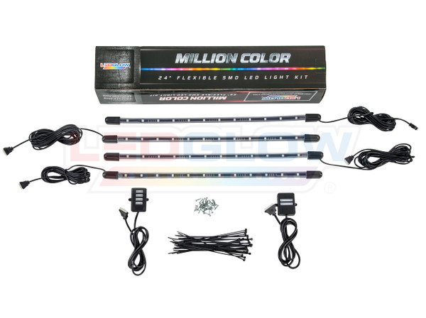 LEDGlow 4pc Million Color Flexible LED Wheel Well Lighting Add-On Kit Unboxed