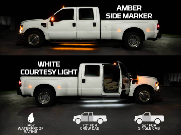 Amber LED Side Marker Running Lights with White Courtesy Lights