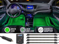 4pc Green LED Car Interior Lights